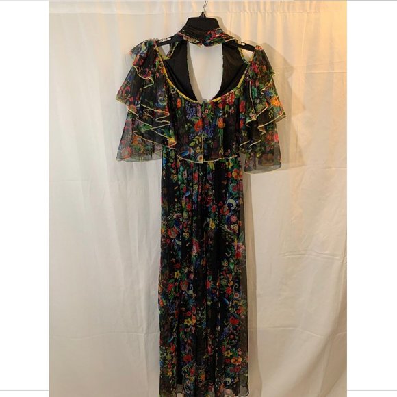 NEW $608 Tadashi Shoji Sunniva Cold Shoulder Chiffon Gown‎ [SZ 00 ] - Picture 7 of 14